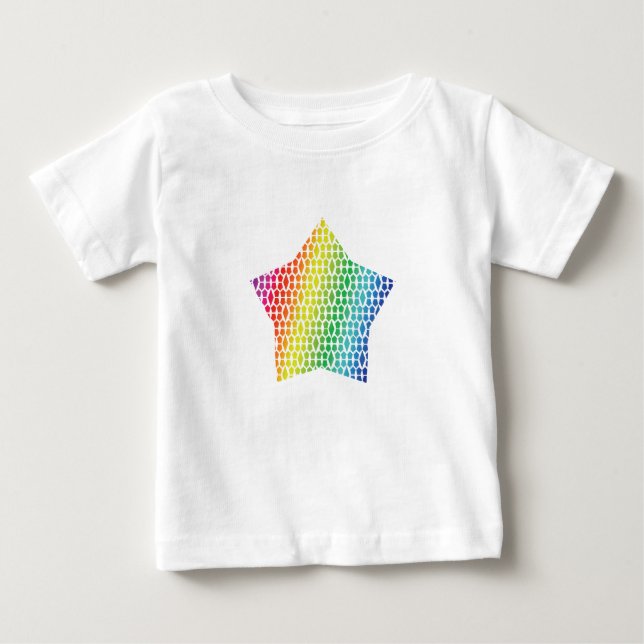 Camiseta Para Bebê Bold Rainbow Honeycomb e Diamond Pattern star (Frente)