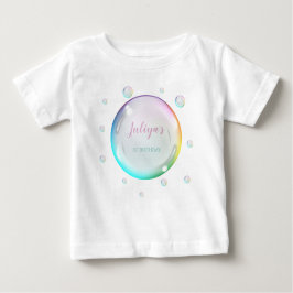 Camiseta Para Bebê Bolhas de Aquarela Aniversário