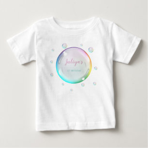Camiseta Para Bebê Bolhas de aquarela Aniversário