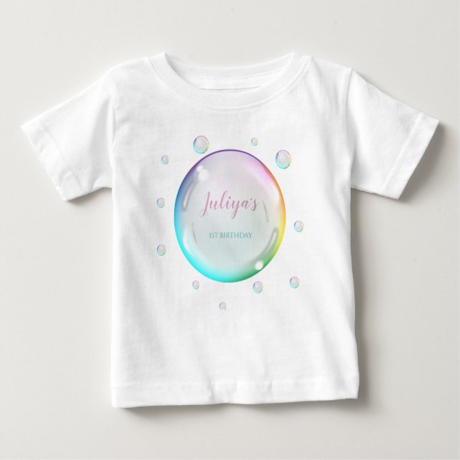 Camiseta Para Bebê Bolhas de aquarela Aniversário  (Frente)