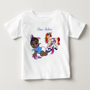 Camiseta Para Bebê Bolhas de Bebê e Unicórnios