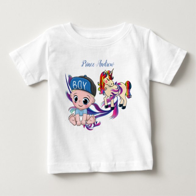 Camiseta Para Bebê Bolhas de Bebê e Unicórnios (Frente)