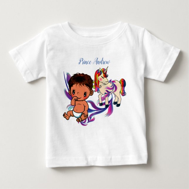 Camiseta Para Bebê Bolhas de Bebê e Unicórnios (Frente)