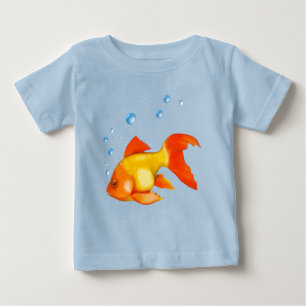 Camiseta Para Bebê Bolhas de peixe Goldfish