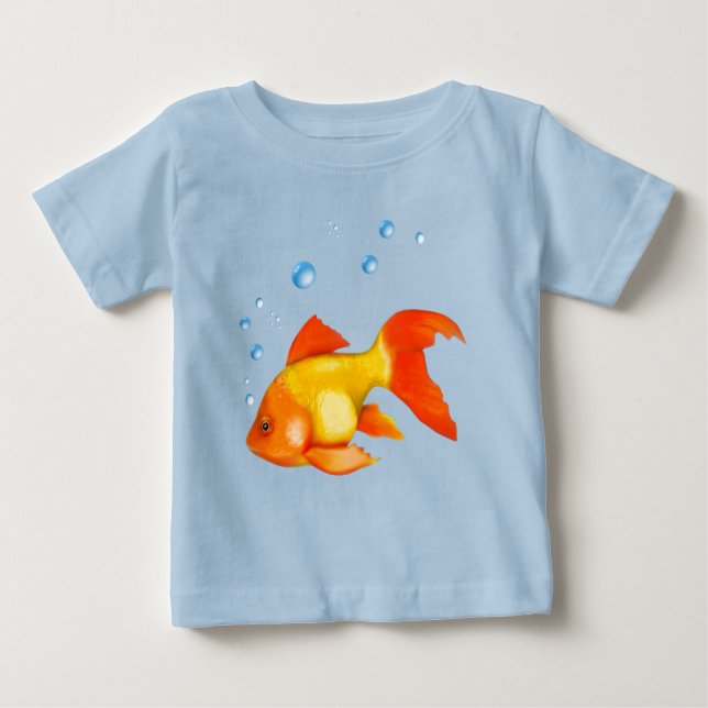 Camiseta Para Bebê Bolhas de peixe Goldfish (Frente)