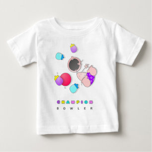 Camiseta Para Bebê Boliche engraçada de rolamento dos desenhos