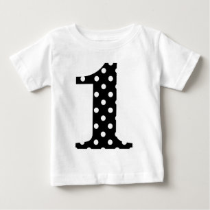 Camiseta Para Bebê Bolinhas a preto e branco