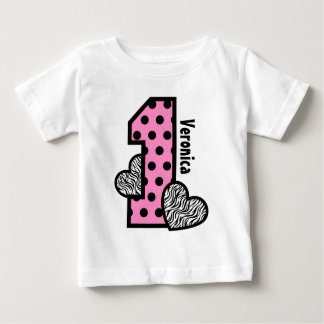 Camiseta Para Bebê Bolinhas-DE-ROSA-primeiro aniversario -zebra Coraç