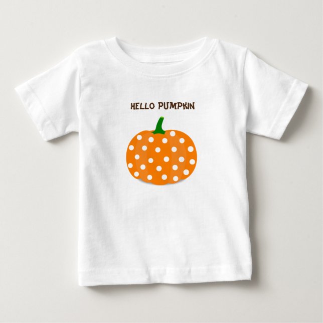 Camiseta Para Bebê Bolinhas Hello Pumpkin (Frente)