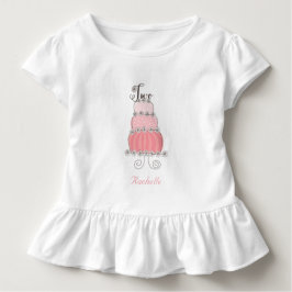Camiseta Para Bebê Bolo Cor-de-Rosa Caprichoso Aniversário de 2 Anos 