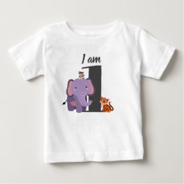 Camiseta Para Bebê Bolo de 1º Aniversário Safari Elefante Tigre Macac