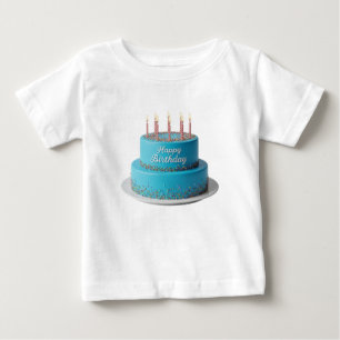 Camiseta Para Bebê Bolo de Aniversário Arco-íris para Criança Pequena