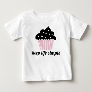 Camiseta Para Bebê Bolo de aniversário cor-de-rosa fofo e simples