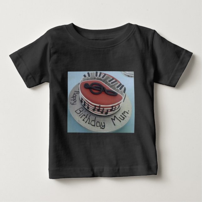 Camiseta Para Bebê Bolo de aniversário da mamãe (Frente)