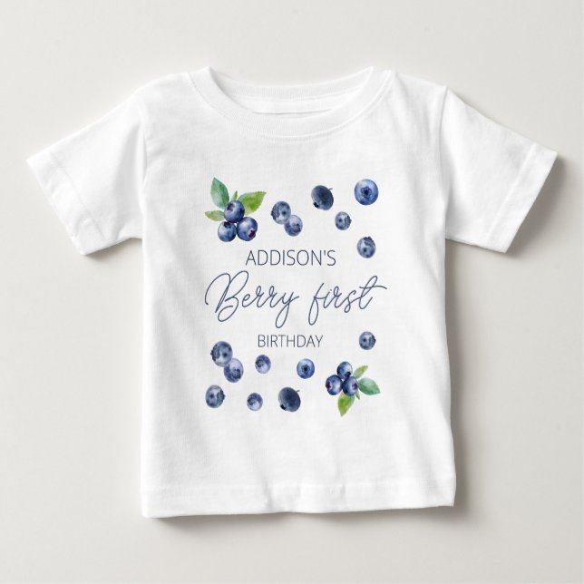 Camiseta Para Bebê Bolo de Aniversário de 1 Ano Simples Fofo de Mirti (Frente)