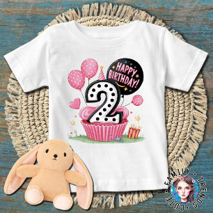 Camiseta Para Bebê Bolo de aniversário de 2 anos