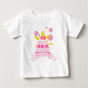 Camiseta Para Bebê Bolo de aniversário de 48 anos