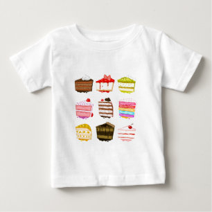 Camiseta Para Bebê Bolo de aniversário de bolo bonito com creme colo