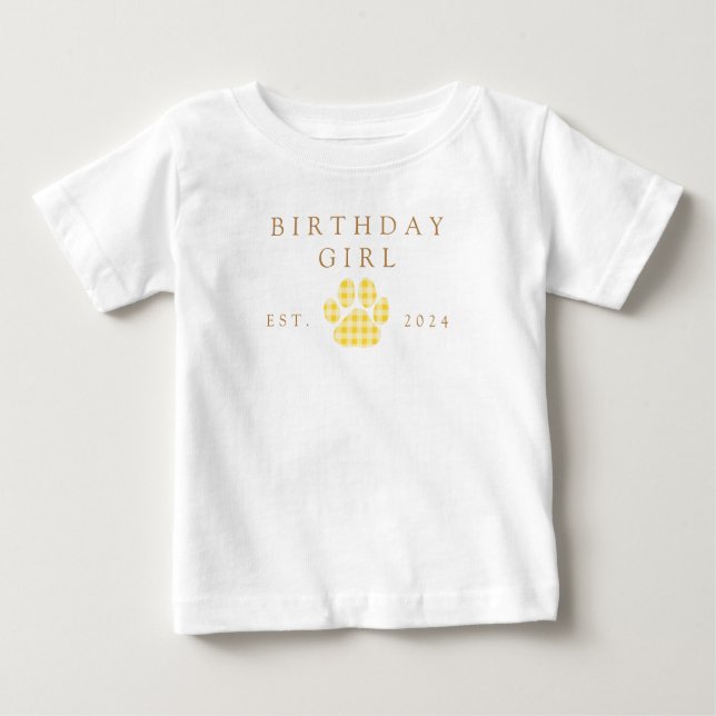 Camiseta Para Bebê Bolo de Aniversário dos Yellow Kids com Xadrez Ama (Frente)