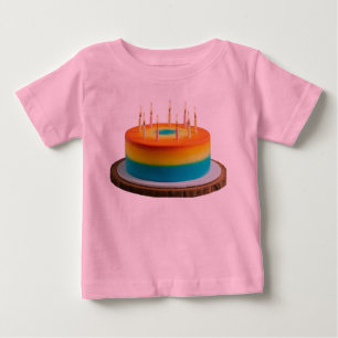 Camiseta Para Bebê Bolo de Birthday de Baby Fine Jersey