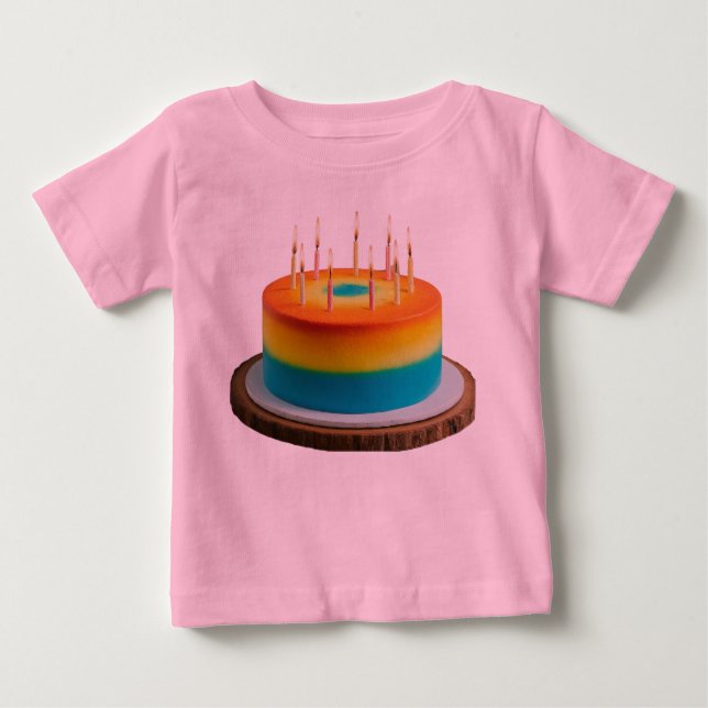 Camiseta Para Bebê Bolo de Birthday de Baby Fine Jersey (Frente)