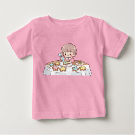 Camiseta Para Bebê Bolo de Estrela de Kawaii Adorável Decorando Cooki