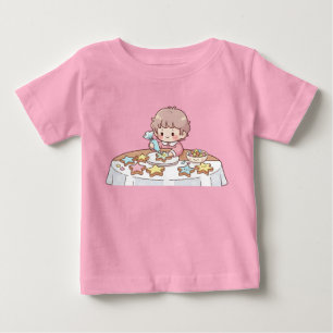 Camiseta Para Bebê Bolo de Estrela de Kawaii Adorável Decorando Cooki