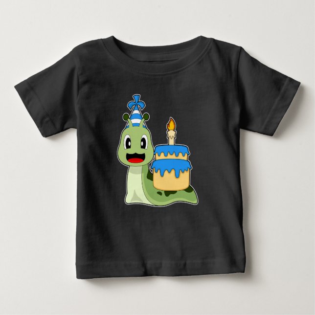 Camiseta Para Bebê Bolo de Vela de Aniversário de Caracol (Frente)