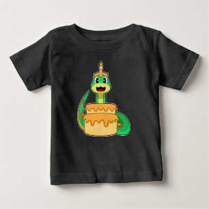 Camiseta Para Bebê Bolo de Vela de Aniversário de cobra