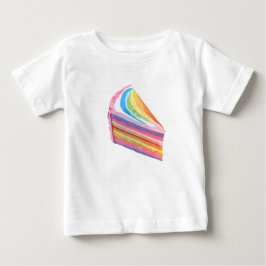 Camiseta Para Bebê Bolo feliz de arco-íris