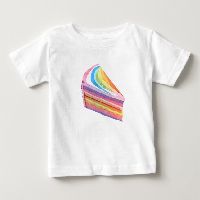 Camiseta Para Bebê Bolo feliz de arco-íris (Frente)
