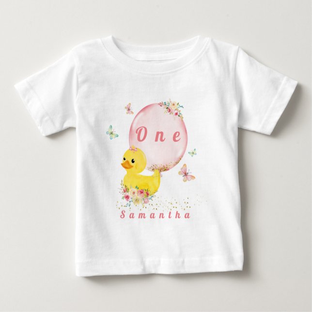 Camiseta Para Bebê BOLSA DUCK Garota Primeiro Nascimento T-Shirt Baby (Frente)