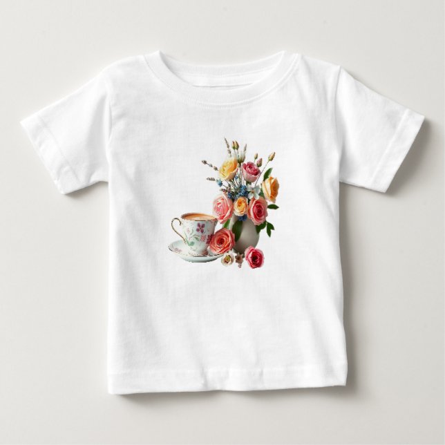 Camiseta Para Bebê Bom dia chá (Frente)