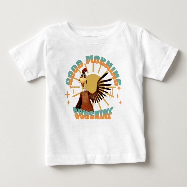 Camiseta Para Bebê Bom Dia Sol Risada de Galo (Frente)