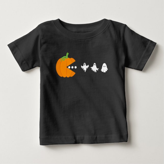 Camiseta Para Bebê Bomba comendo fantasma Homens do Dia das Bruxas (Frente)