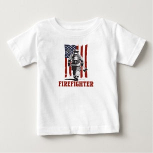 Camiseta Para Bebê Bombeiro, Bandeira Americana
