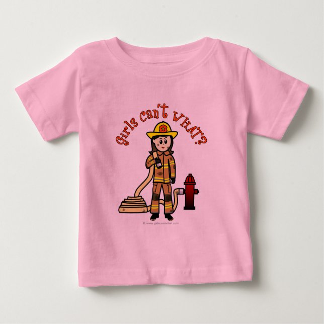 Camiseta Para Bebê Bombeiro Garota (Frente)