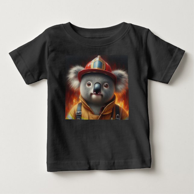 Camiseta Para Bebê Bombeiro Koala (Frente)