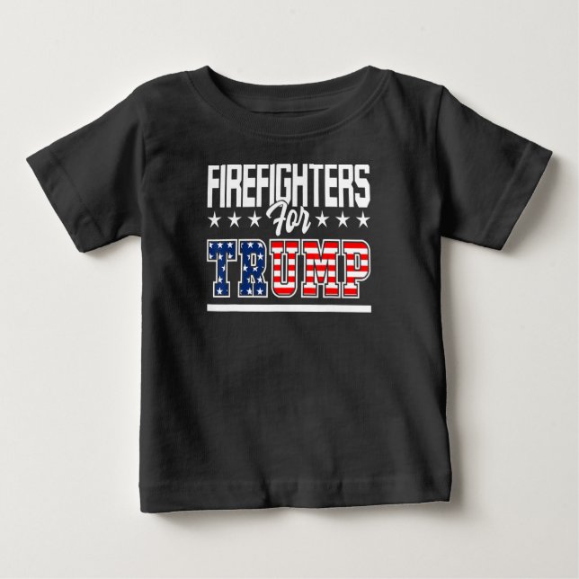 Camiseta Para Bebê Bombeiros Trump América Presidente 2020 Primeiro (Frente)