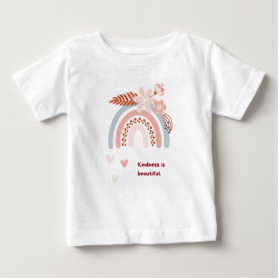 Camiseta Para Bebê Bondade é bela Impressão Tipografia Branca Criança