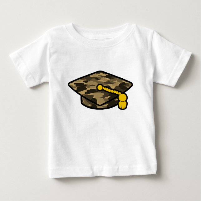 Camiseta Para Bebê Boné de formatura Khaki Camo (Frente)