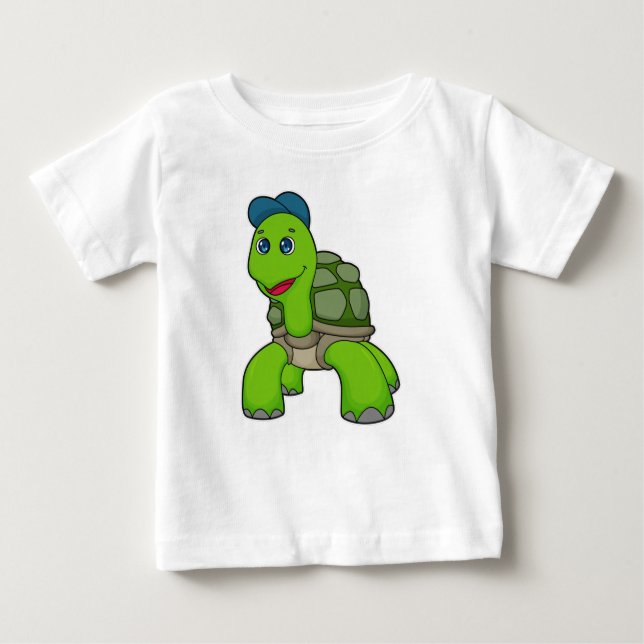 Camiseta Para Bebê Boné de tartaruga (Frente)