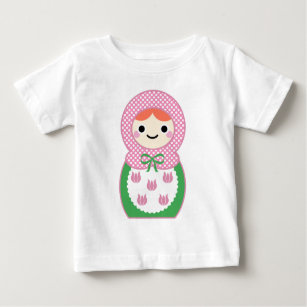 Camiseta Para Bebê Boneca de Matryoshka