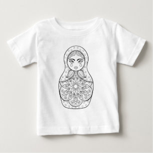 Camiseta Para Bebê Boneca elegante do russo