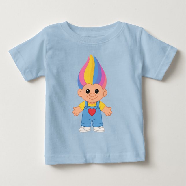 Camiseta Para Bebê Boneca Troll Arco-Íris Fofa (Frente)