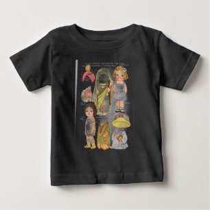 Camiseta Para Bebê Bonecas de Papel Viagem ao Redor do Mundo da Dolly