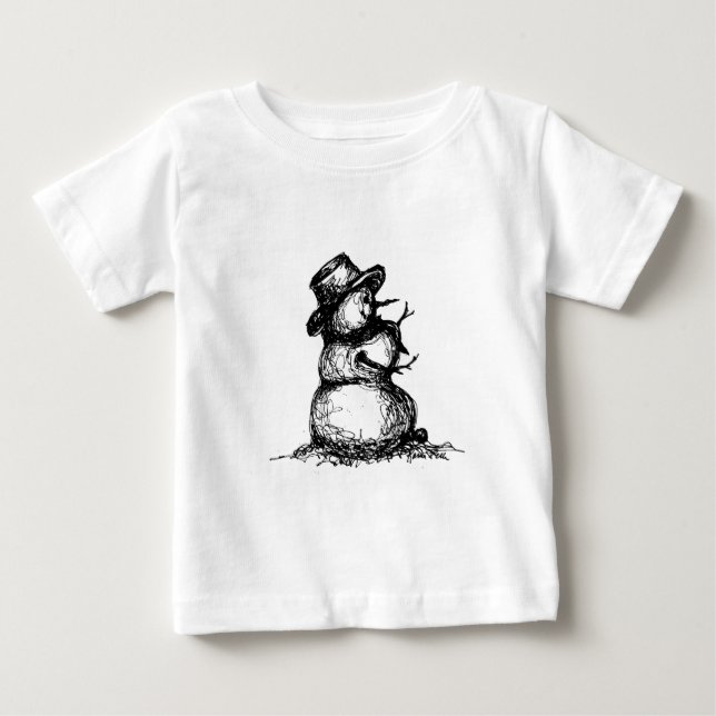 Camiseta Para Bebê Boneco de neve (Frente)