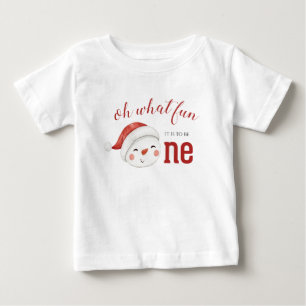 Camiseta Para Bebê Boneco de Neve de Natal Primeiro Aniversário