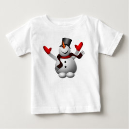 Camiseta Para Bebê Boneco de Neve Feliz Fofo