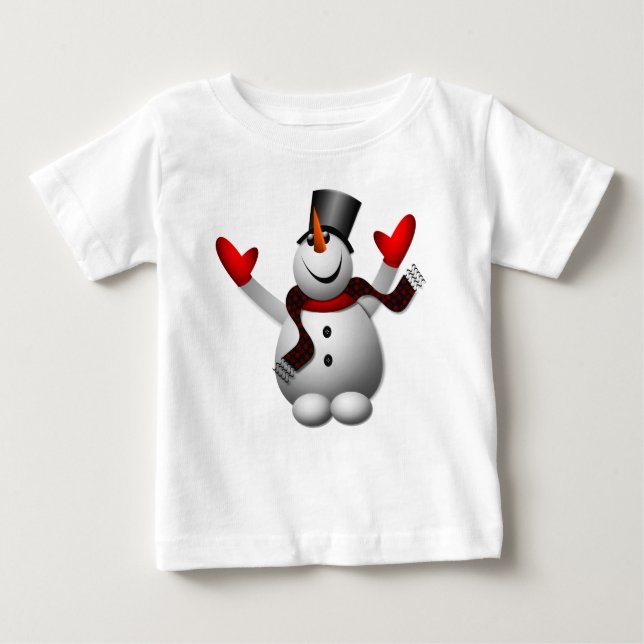 Camiseta Para Bebê Boneco de Neve Feliz Fofo (Frente)
